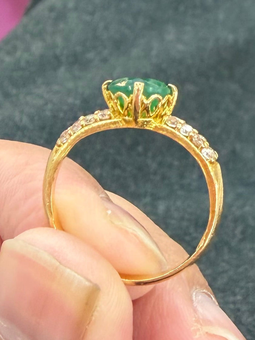 Timeless Green Gem Diamond Look Ring